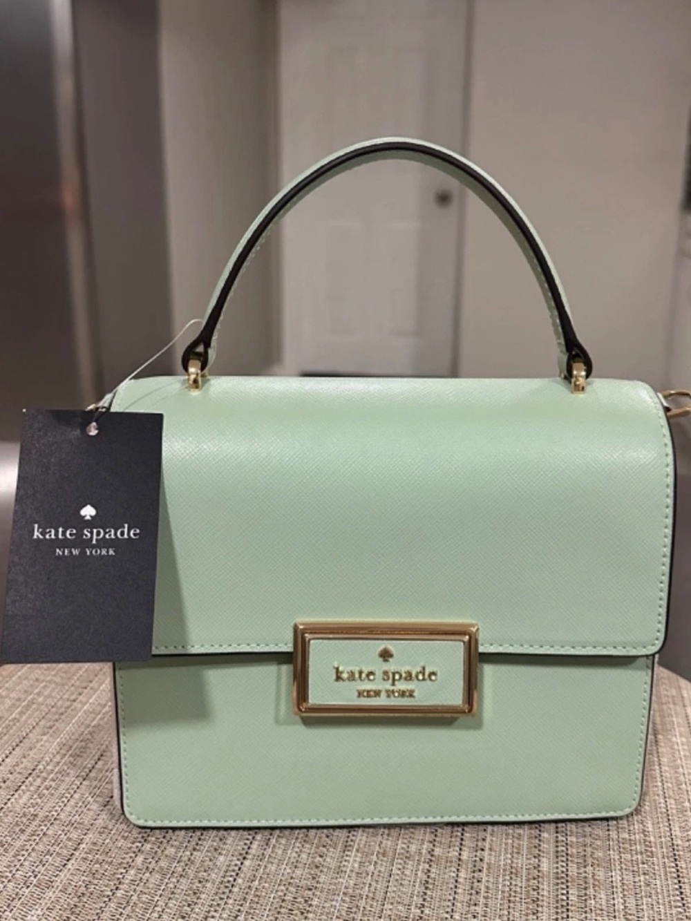 kate spade Mint Structured Top-Handle Satchel with Gold Hardware
